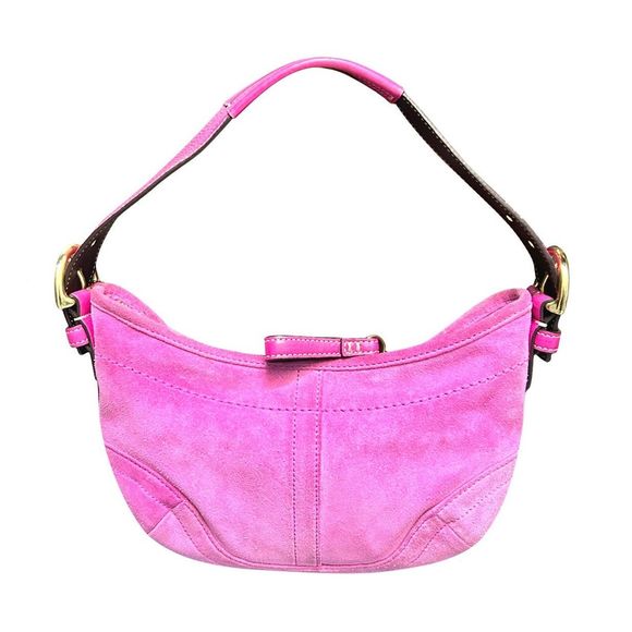 Pink Suede Coach Hobo Bag - Picture 1 of 3